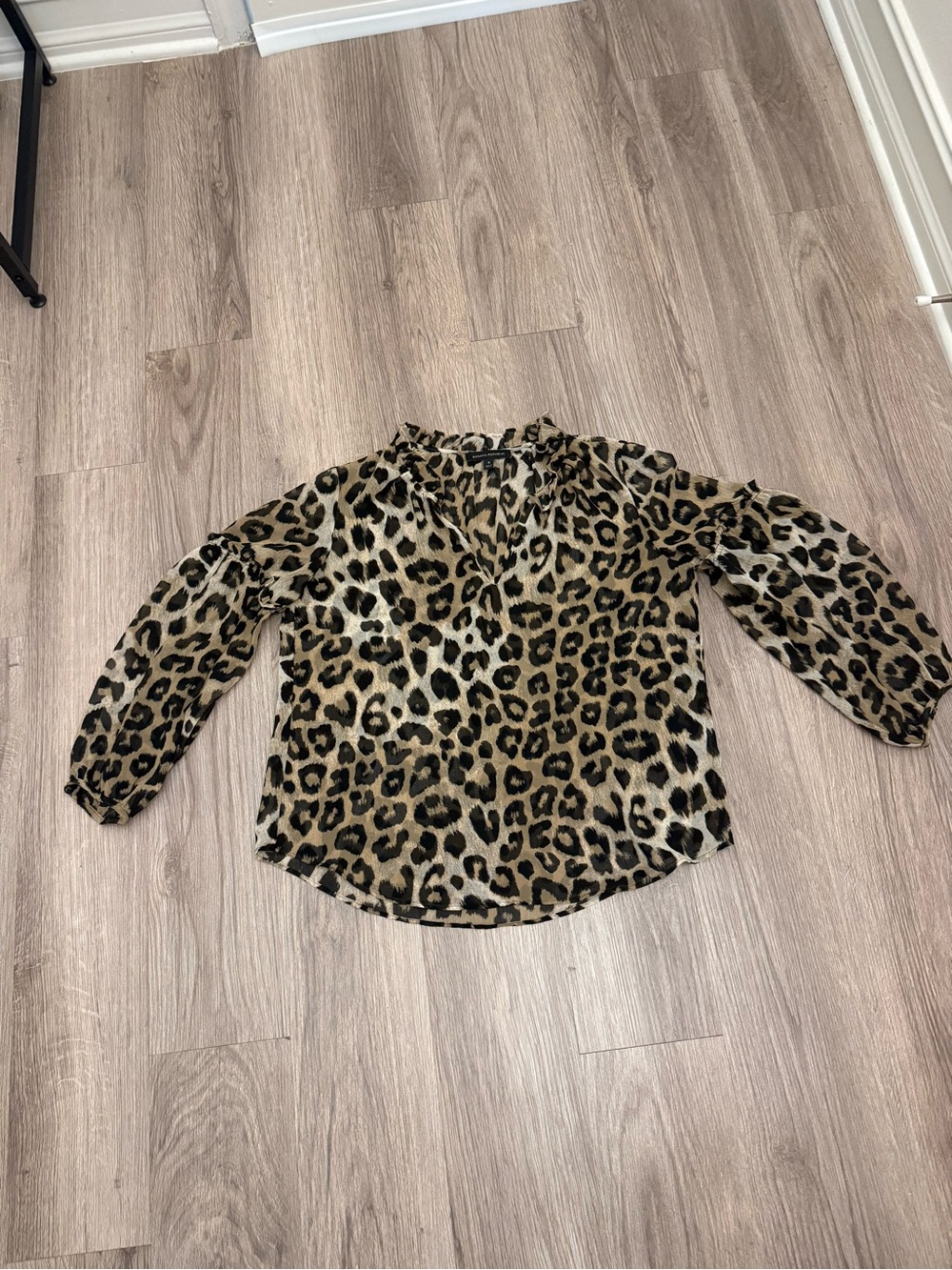 Banana Republic Leopard Print V-Neck Blouse - Brown & Black